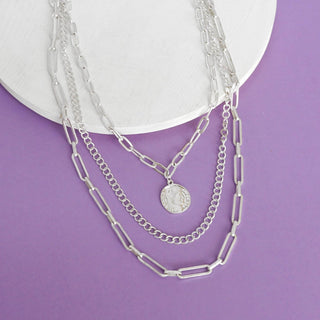 Multi Layer Coin Pendant Chain Necklace Gold or Silver Tone-Necklaces-PennyLine inc-Stuffology - Where Vintage Meets Modern, A Boutique for Real Women in Crosbyton, TX