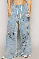 Vintage Wash Outseam Woven Wide Leg Denim Jeans-Jeans-Pol Clothing-Stuffology - Where Vintage Meets Modern, A Boutique for Real Women in Crosbyton, TX