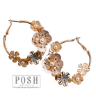 Flower hoop earring | Stuffology Boutique-Earrings-Pink Panache Brands-Stuffology - Where Vintage Meets Modern, A Boutique for Real Women in Crosbyton, TX