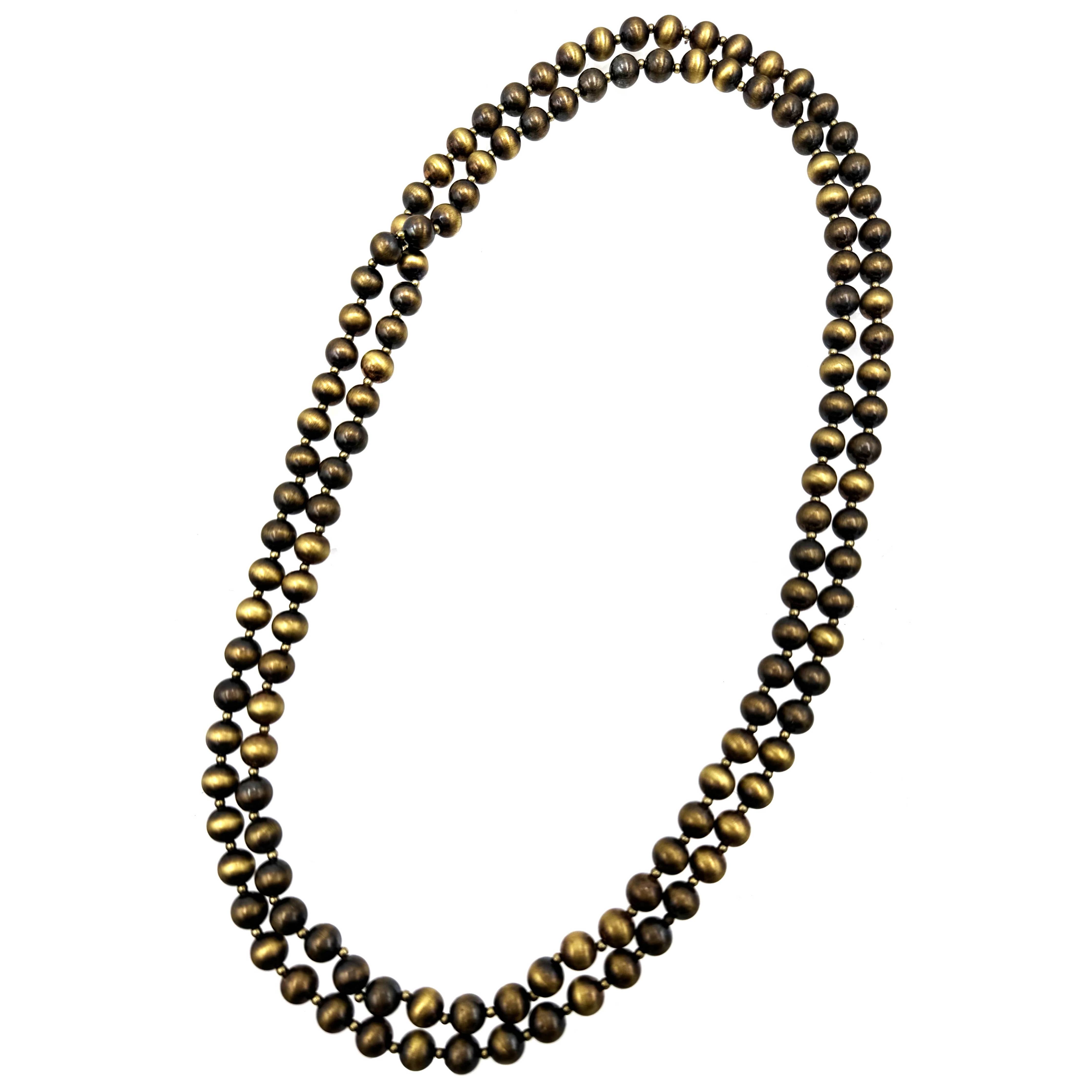 Gold Navajo Beads Long Necklace-Necklaces-Lunar Deer-Stuffology - Where Vintage Meets Modern, A Boutique for Real Women in Crosbyton, TX
