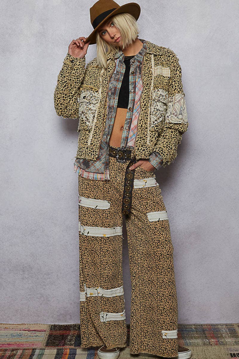 Long sleeve textured woven lace patchwork jacket-Pol Clothing-Stuffology - Where Vintage Meets Modern, A Boutique for Real Women in Crosbyton, TX