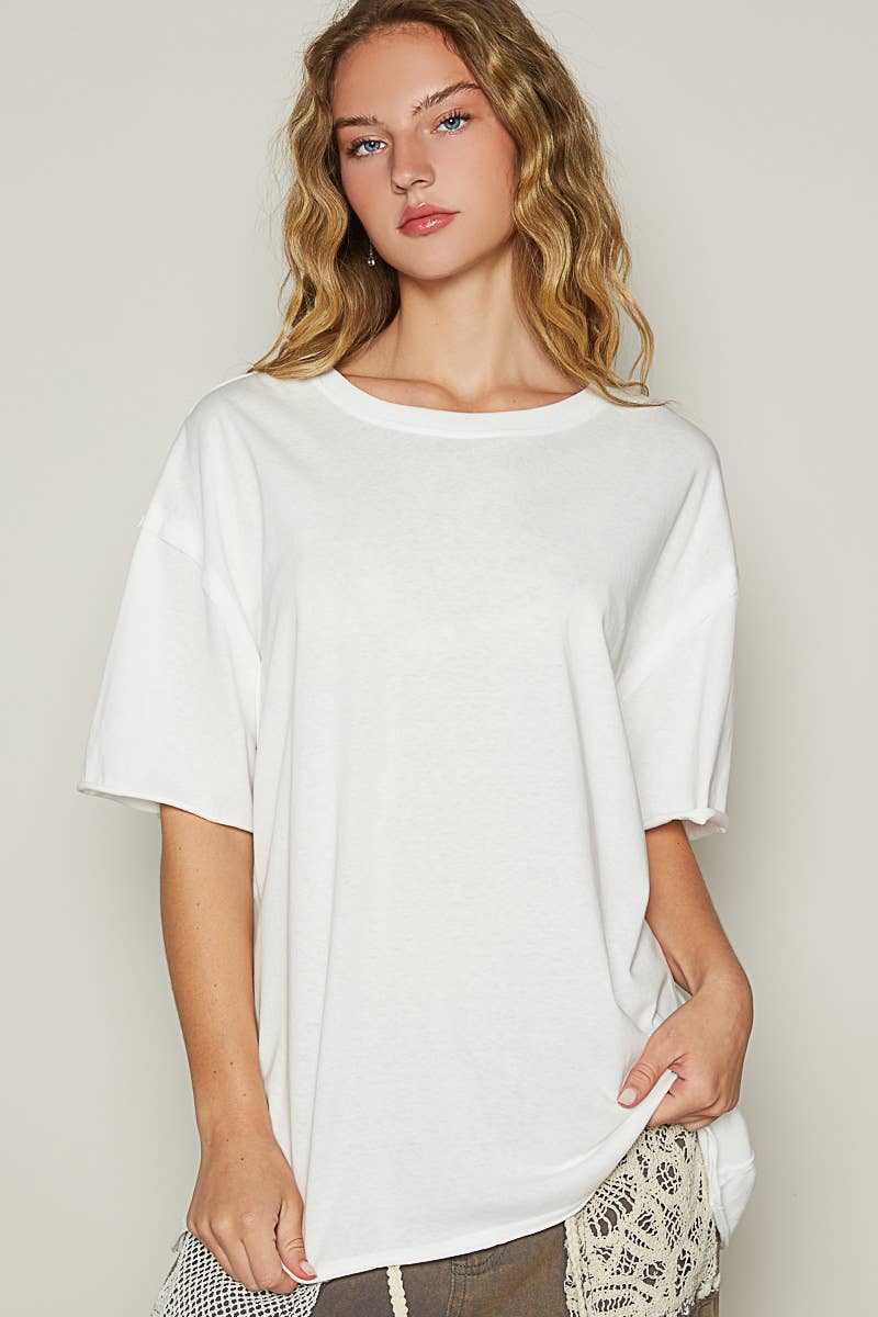 POL Clothing Vintage Washed Round Neck Short Sleeve Basic Solid Top / Tee-TOP-Pol Clothing-Stuffology - Where Vintage Meets Modern, A Boutique for Real Women in Crosbyton, TX