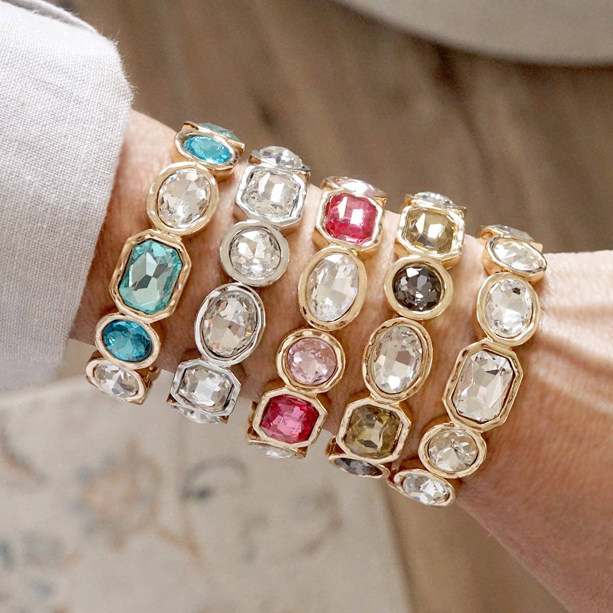 Radiant Array – Statement Stretchy Gem Bangle-PennyLine inc-Stuffology - Where Vintage Meets Modern, A Boutique for Real Women in Crosbyton, TX
