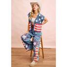 AMERICAN FLAG CROCHET SHORT SLEEVE CARDIGAN-vest-BiBi-Stuffology - Where Vintage Meets Modern, A Boutique for Real Women in Crosbyton, TX
