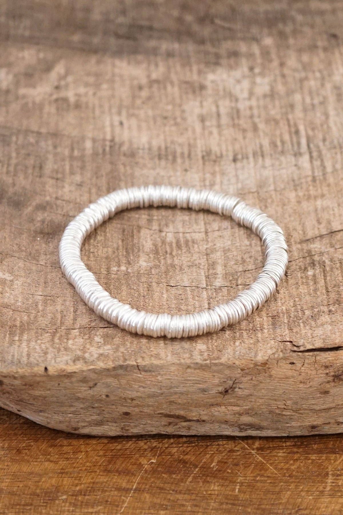 Heishi Disc Boho beaded stretchy bracelet Silver Gold Shell-Bracelets-PennyLine inc-Stuffology - Where Vintage Meets Modern, A Boutique for Real Women in Crosbyton, TX