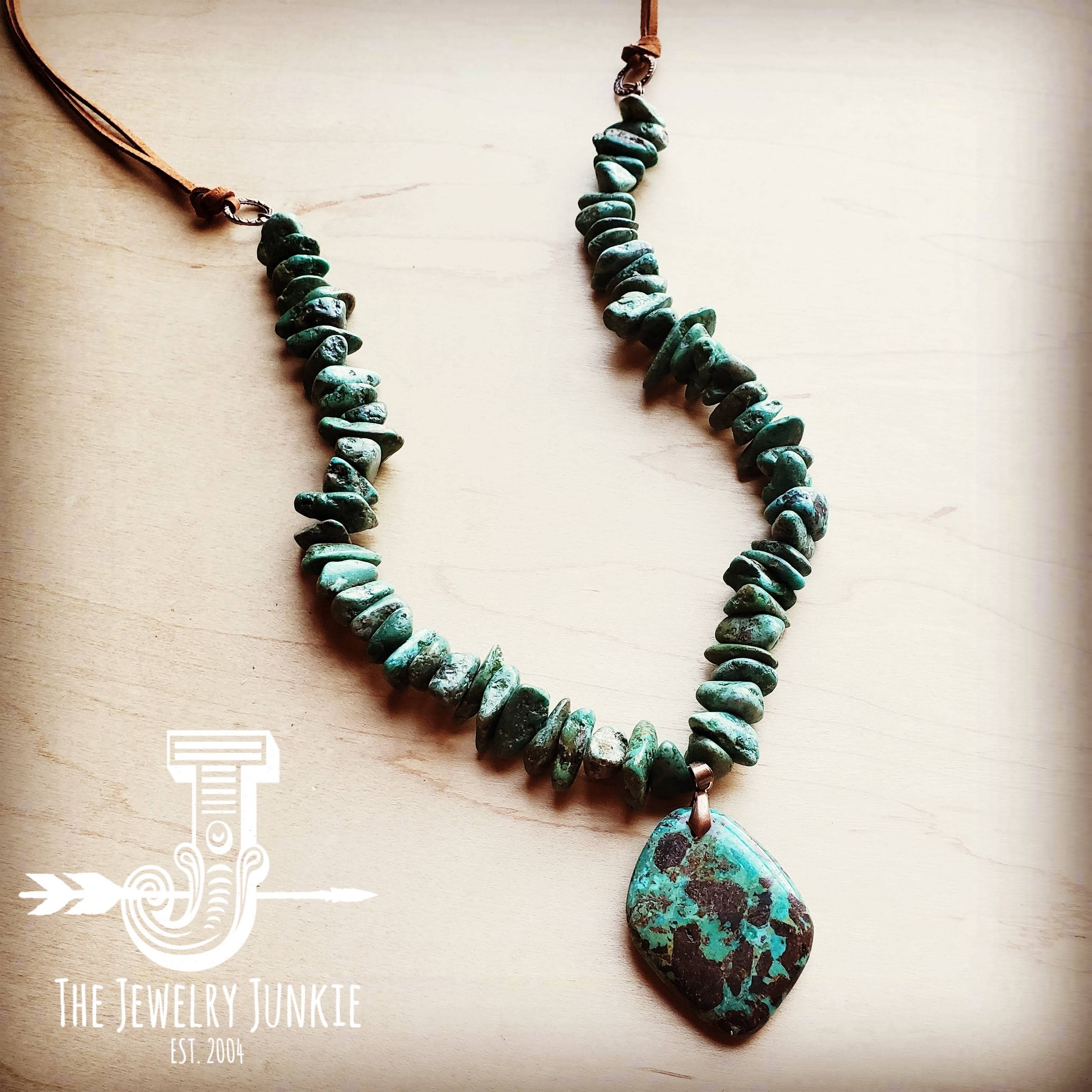 Natural Turquoise Chunky Necklace with Large Natural Pendant /Stuffology Boutique-Necklaces-The Jewelry Junkie-Stuffology - Where Vintage Meets Modern, A Boutique for Real Women in Crosbyton, TX