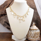 Radiant Faith – Mixed Charm Cascade Necklace in Gold Tone-Necklaces-PennyLine inc-Stuffology - Where Vintage Meets Modern, A Boutique for Real Women in Crosbyton, TX