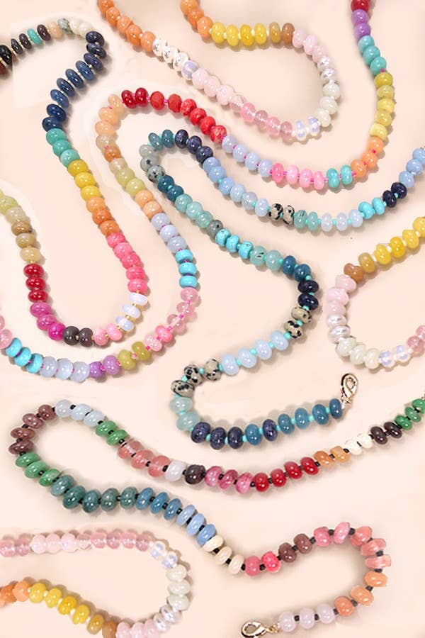 NATURAL AGATE GLASS SEMI PRECIOUS BEAD NECKLACE | 80N896-JOSSLYN by wall to wall-Stuffology - Where Vintage Meets Modern, A Boutique for Real Women in Crosbyton, TX