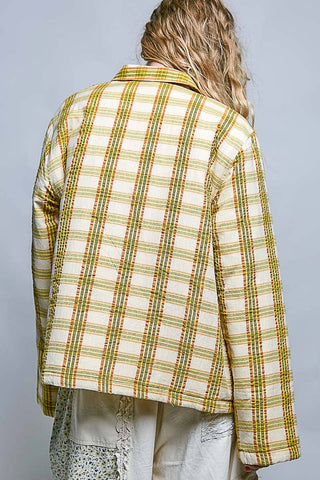 Plaid Embroidered Wooden Button Down Shirt Jacket-Jackets-Pol Clothing-Stuffology - Where Vintage Meets Modern, A Boutique for Real Women in Crosbyton, TX