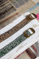 Brown Paisley Embroidered Boho Belt Metal Buckle-BELT-Pol Clothing-Stuffology - Where Vintage Meets Modern, A Boutique for Real Women in Crosbyton, TX