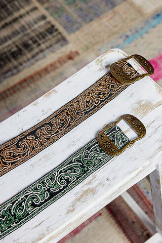 Brown Paisley Embroidered Boho Belt Metal Buckle-BELT-Pol Clothing-Stuffology - Where Vintage Meets Modern, A Boutique for Real Women in Crosbyton, TX
