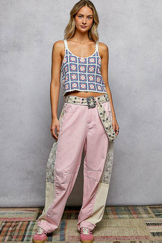 Floral Printed Metal Square Buckle Belt-BELT-Pol Clothing-Stuffology - Where Vintage Meets Modern, A Boutique for Real Women in Crosbyton, TX