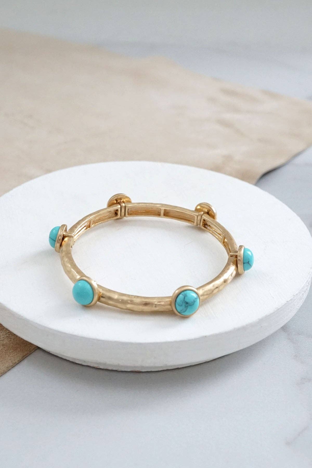 Jeweled Golden Bangle with semi precious stone dots-Bracelets-PennyLine inc-Stuffology - Where Vintage Meets Modern, A Boutique for Real Women in Crosbyton, TX