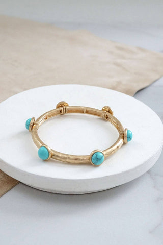 Jeweled Golden Bangle with semi precious stone dots-Bracelets-PennyLine inc-Stuffology - Where Vintage Meets Modern, A Boutique for Real Women in Crosbyton, TX