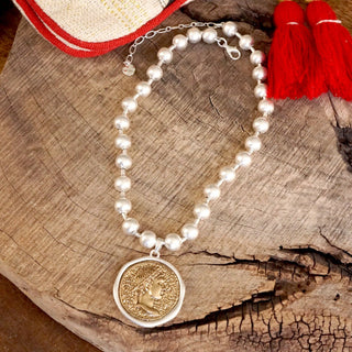 Coin Chunky Ball Chain Statement Necklace – Gold and Silver Tone-Necklaces-PennyLine inc-Stuffology - Where Vintage Meets Modern, A Boutique for Real Women in Crosbyton, TX
