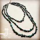 Long Genuine Natural Turquoise Triple Strand Necklace/Stuffology Boutique-Necklaces-The Jewelry Junkie-Stuffology - Where Vintage Meets Modern, A Boutique for Real Women in Crosbyton, TX