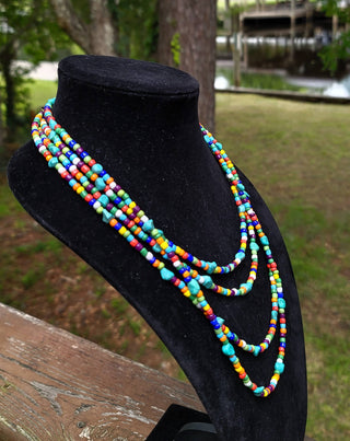 Native American made Turquoise, glass bead necklace-Horse Spirit Studio-Stuffology - Where Vintage Meets Modern, A Boutique for Real Women in Crosbyton, TX