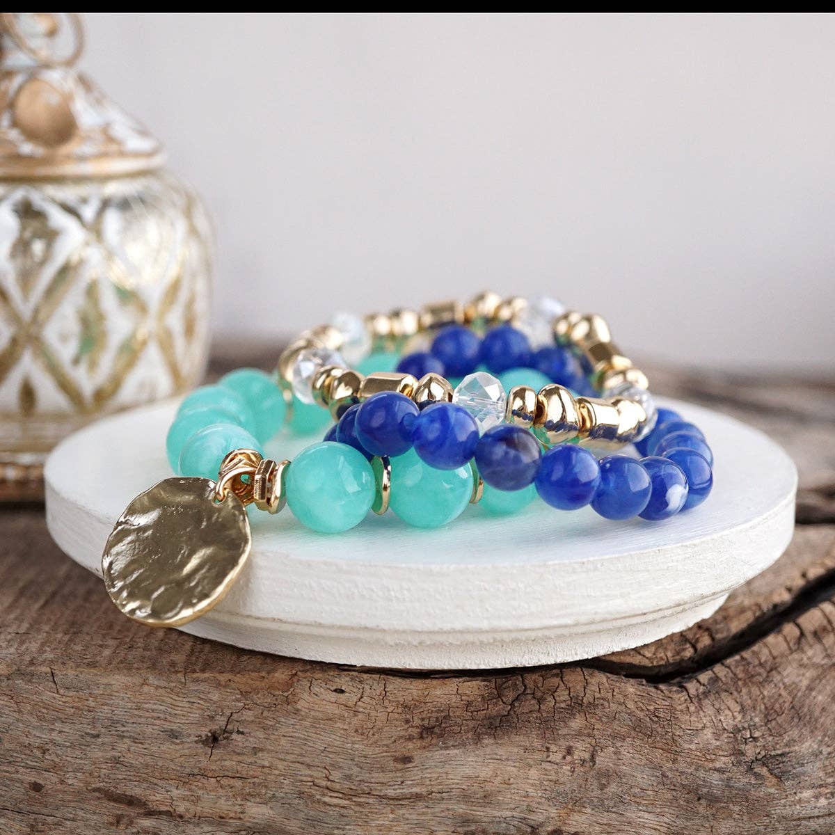 Gilded Sorbet Stack – Set of 3 Stretchy Beaded Summer Bracelets-Bracelets-PennyLine inc-Stuffology - Where Vintage Meets Modern, A Boutique for Real Women in Crosbyton, TX