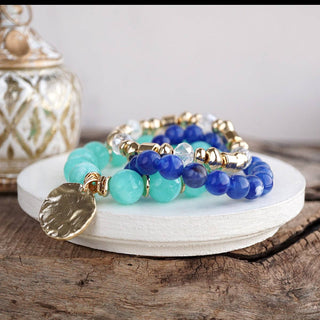 Gilded Sorbet Stack – Set of 3 Stretchy Beaded Summer Bracelets-Bracelets-PennyLine inc-Stuffology - Where Vintage Meets Modern, A Boutique for Real Women in Crosbyton, TX