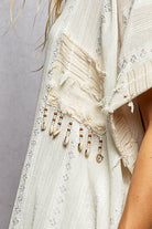Dangle Trim Textured Cotton Oversized Long Shirt Dress-Dresses-Pol Clothing-Stuffology - Where Vintage Meets Modern, A Boutique for Real Women in Crosbyton, TX