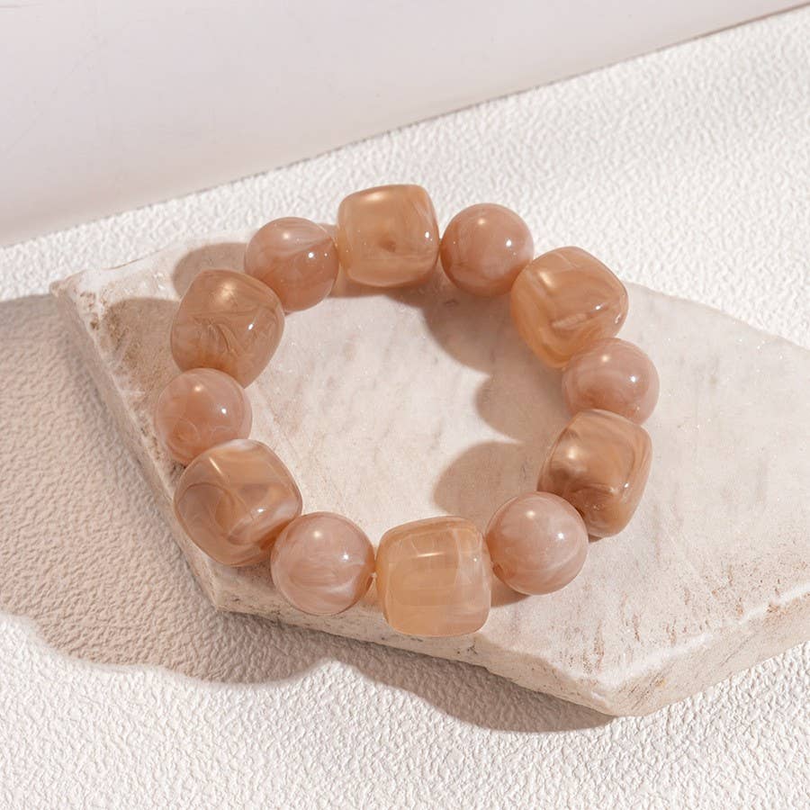 Color-Block Cube Circle Stretch Cord Bracelet | 40B5197-Bracelet-JOSSLYN by wall to wall-Stuffology - Where Vintage Meets Modern, A Boutique for Real Women in Crosbyton, TX