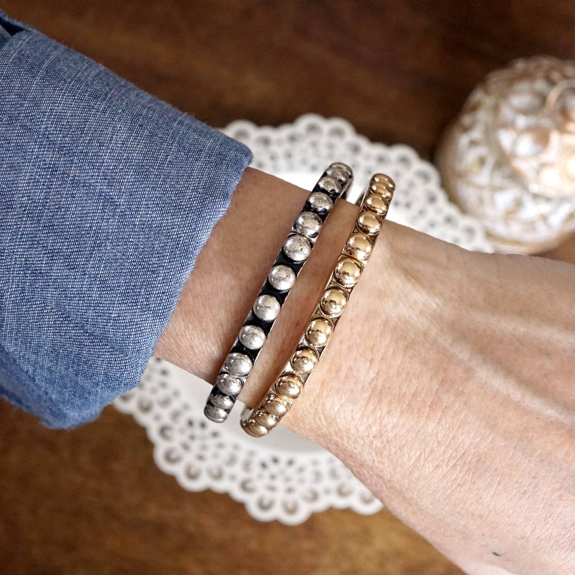 Western Bubble Bangle Bracelets – Worn Gold or Silver Tone-Bracelets-PennyLine inc-Stuffology - Where Vintage Meets Modern, A Boutique for Real Women in Crosbyton, TX