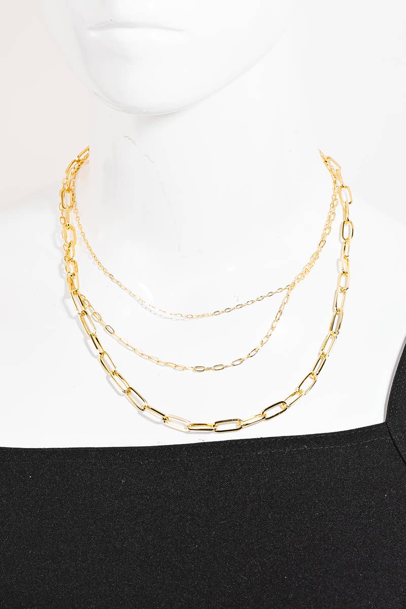 Triple Oval Chain Link Necklace-The Looks by Fame Accessories-Stuffology - Where Vintage Meets Modern, A Boutique for Real Women in Crosbyton, TX