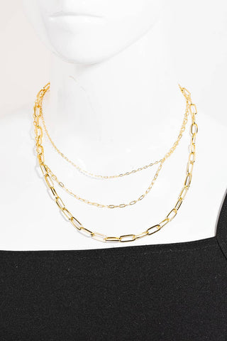 Triple Oval Chain Link Necklace-Necklaces-The Looks by Fame Accessories-Stuffology - Where Vintage Meets Modern, A Boutique for Real Women in Crosbyton, TX