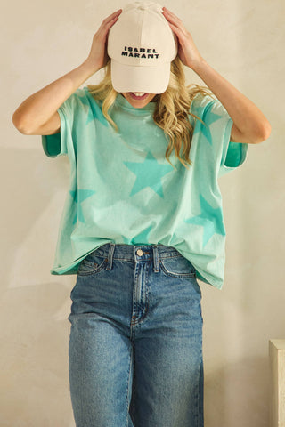 FADED STAR-PRINT OVERSZED TOP-Tees-Sage + Fig-Stuffology - Where Vintage Meets Modern, A Boutique for Real Women in Crosbyton, TX