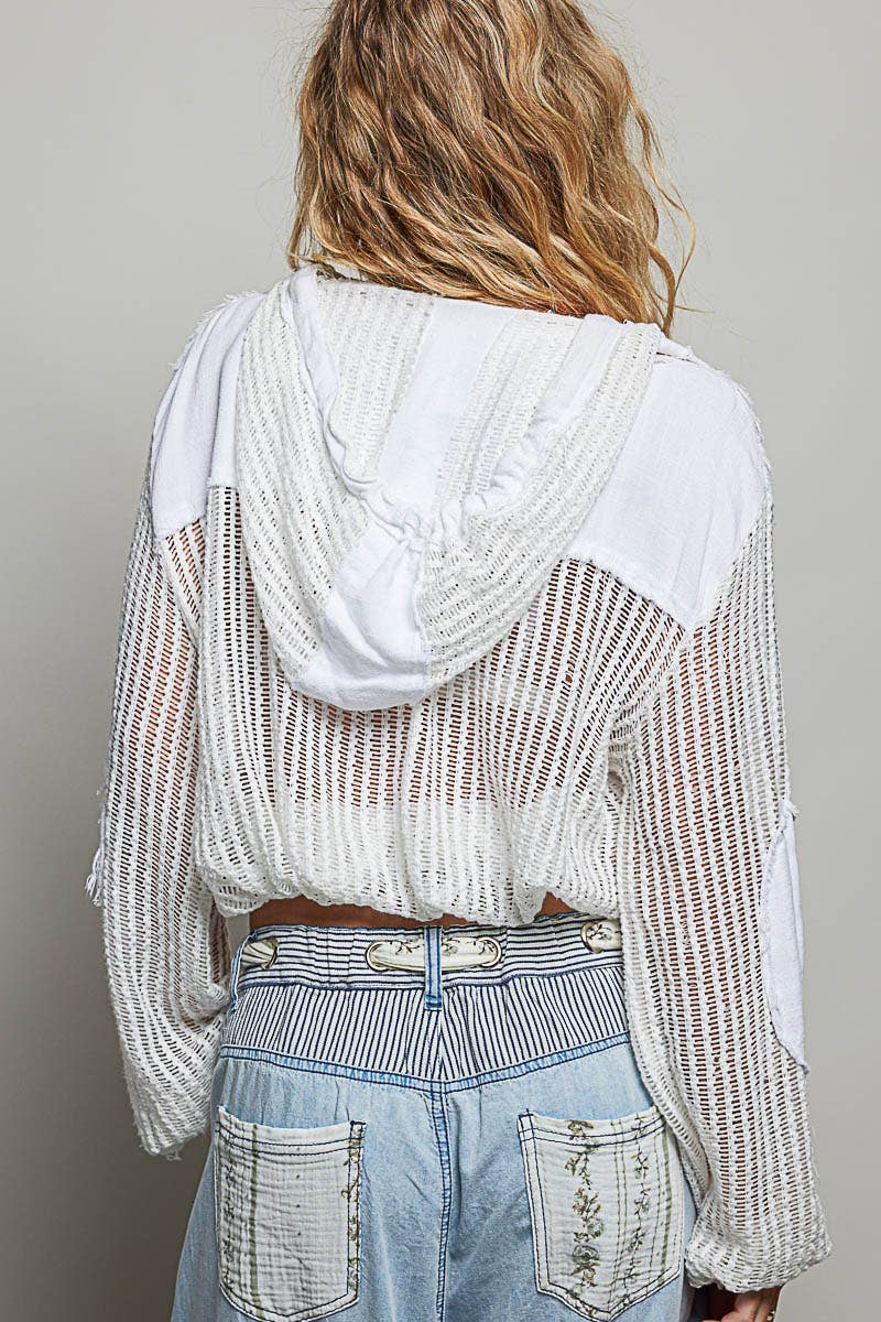POL Clothing Open Knit Frayed Jacket-Jackets-Pol Clothing-Stuffology - Where Vintage Meets Modern, A Boutique for Real Women in Crosbyton, TX