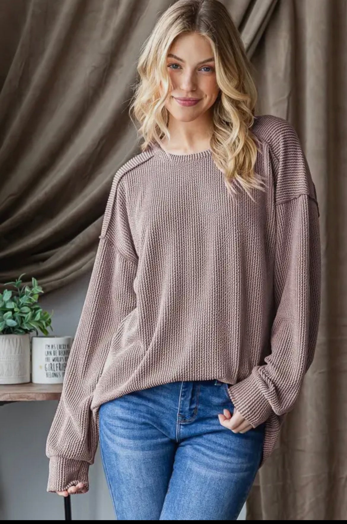 Long Puff Sleeve Solid Urban Ribbed Top-TOP-Heimish-Stuffology - Where Vintage Meets Modern, A Boutique for Real Women in Crosbyton, TX