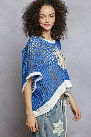 POL Clothing Round Neck Sleeveless Floral Open Crochet Sweater-Tops-Pol Clothing-Stuffology - Where Vintage Meets Modern, A Boutique for Real Women in Crosbyton, TX