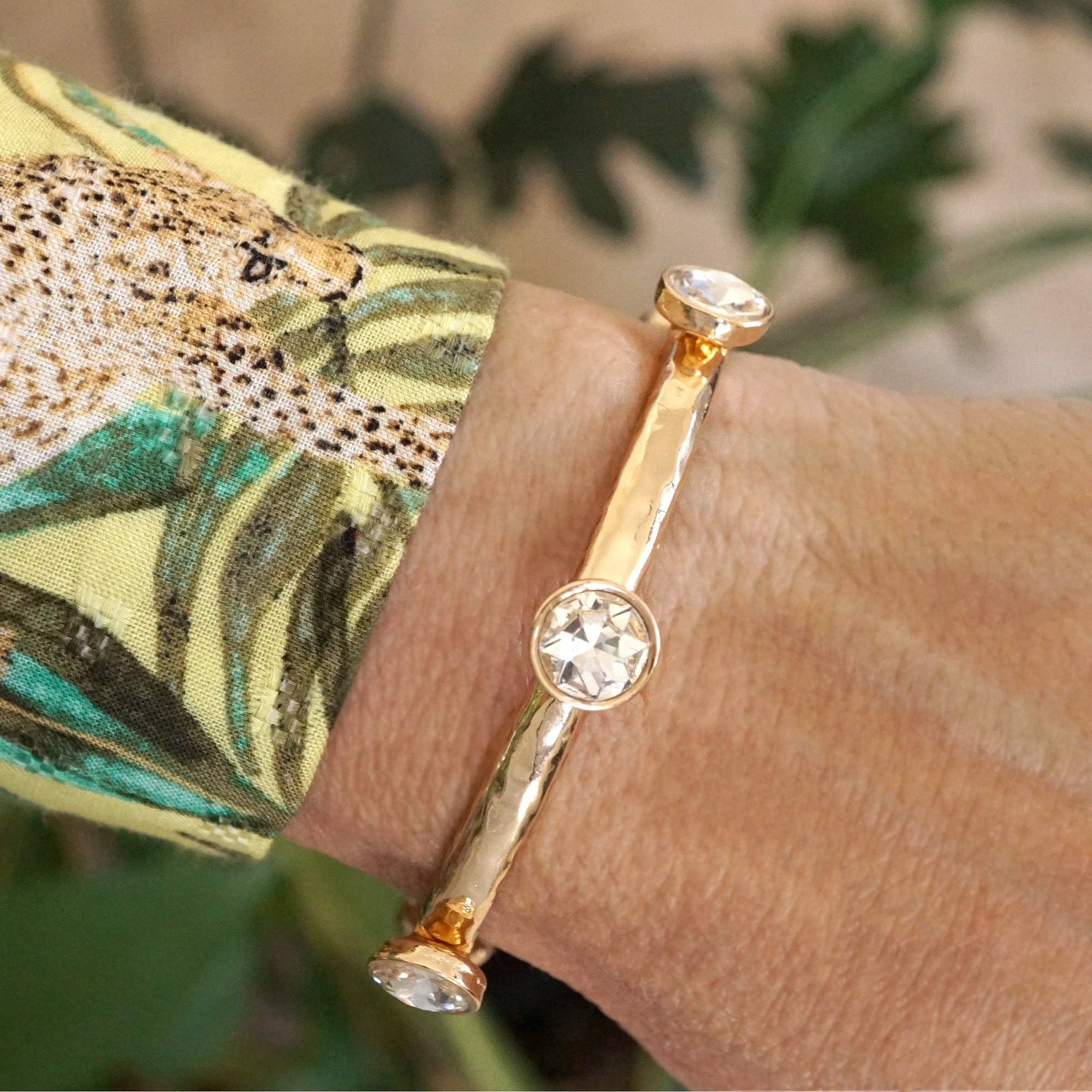 Sparkly clear crystals bangle in Gold Or Silver Tone-Bracelets-PennyLine inc-Stuffology - Where Vintage Meets Modern, A Boutique for Real Women in Crosbyton, TX
