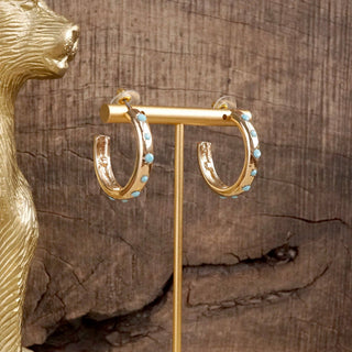 Classic Bubble Hoops – Gold with Crystal, Pearl, or Turquoise-Earrings-PennyLine inc-Stuffology - Where Vintage Meets Modern, A Boutique for Real Women in Crosbyton, TX