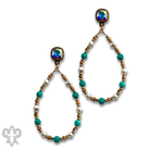 Turquoise and gold teardrop earring with Austrian crystal-Earrings-Pink Panache Brands-Stuffology - Where Vintage Meets Modern, A Boutique for Real Women in Crosbyton, TX