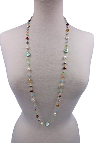 Cultured Pearl and Crystals Rosary Style Necklace-IST Jewelry-Stuffology - Where Vintage Meets Modern, A Boutique for Real Women in Crosbyton, TX