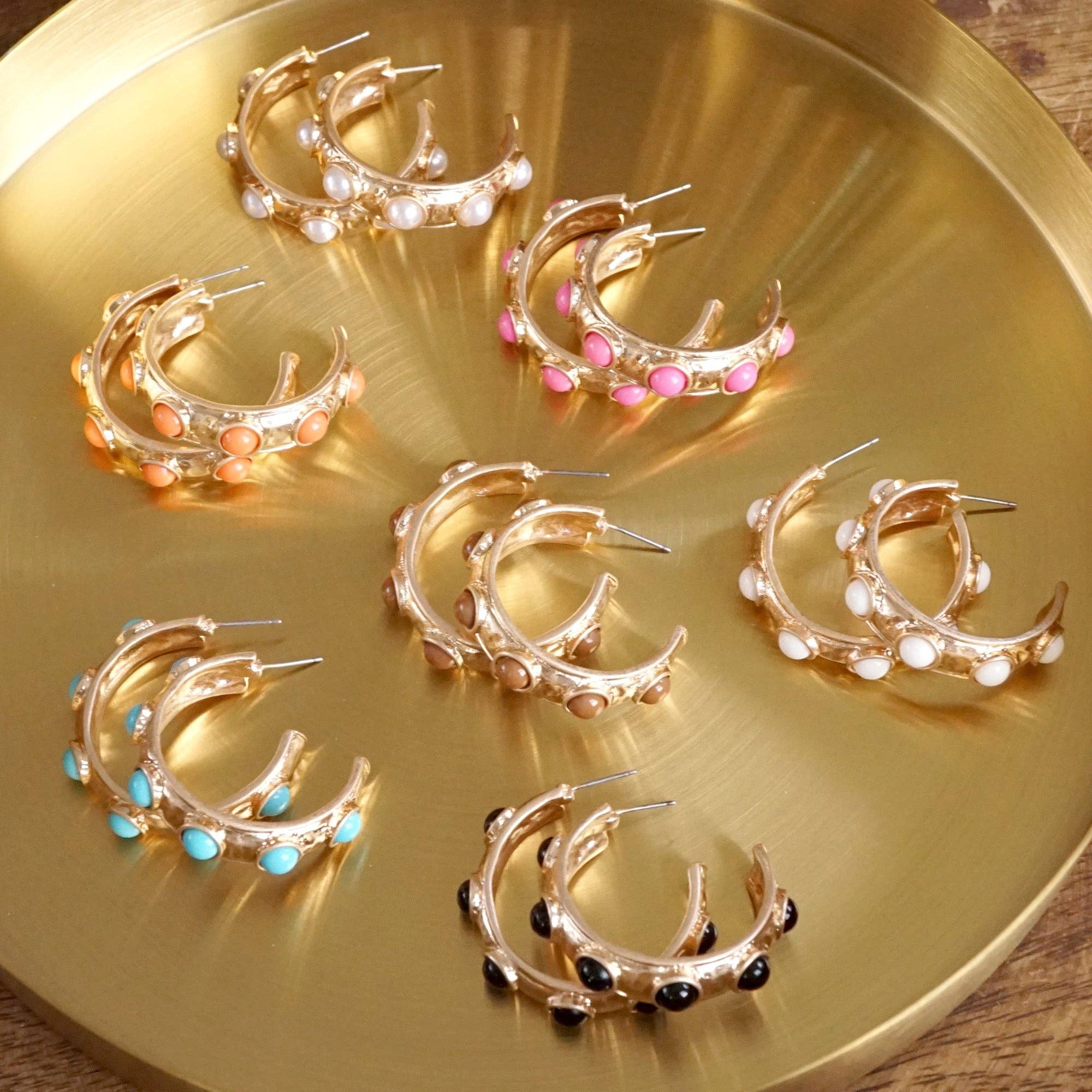 Jeweled Bubble Hoop Earrings – Colorful Acrylic Cabochons-PennyLine inc-Stuffology - Where Vintage Meets Modern, A Boutique for Real Women in Crosbyton, TX