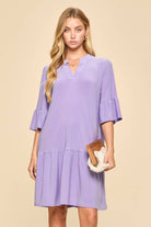 Shirred Tiered Relaxed 3/4 Sleeve Dress-Dresses-Dear Scarlett-Stuffology - Where Vintage Meets Modern, A Boutique for Real Women in Crosbyton, TX