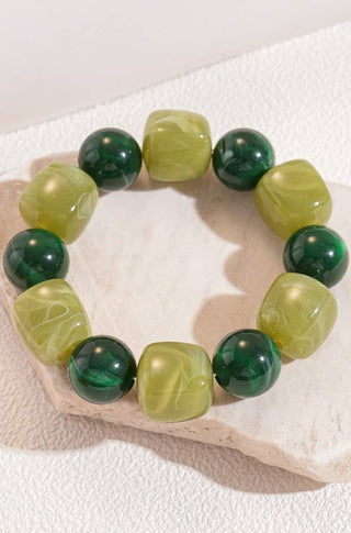 Color-Block Cube Circle Stretch Cord Bracelet | 40B5197-Bracelet-JOSSLYN by wall to wall-Stuffology - Where Vintage Meets Modern, A Boutique for Real Women in Crosbyton, TX