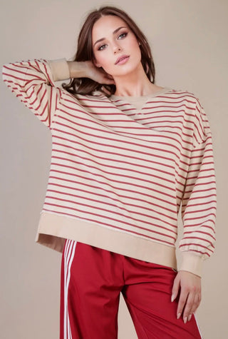 Stripe Comfy Casual Oversized Knit Top-Pullover Top-VERY J-Stuffology - Where Vintage Meets Modern, A Boutique for Real Women in Crosbyton, TX