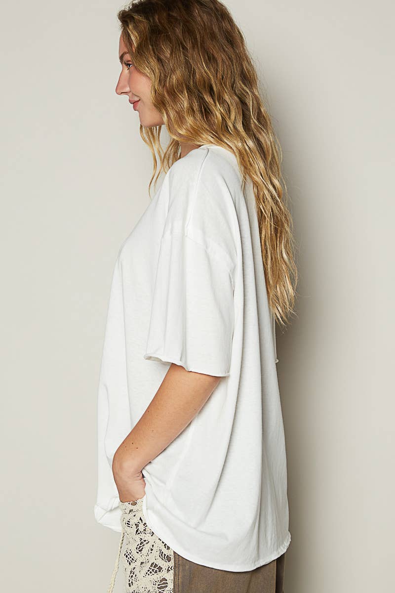 POL Clothing Vintage Washed Round Neck Short Sleeve Basic Solid Top / Tee-TOP-Pol Clothing-Stuffology - Where Vintage Meets Modern, A Boutique for Real Women in Crosbyton, TX