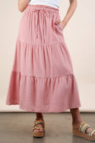 Elastic Waist Tiered Maxi Skirt-Skirts-VERY J-Stuffology - Where Vintage Meets Modern, A Boutique for Real Women in Crosbyton, TX