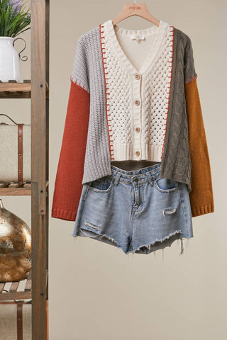 Color-Blocked Knit Sweater-Sweaters-Mello.-Stuffology - Where Vintage Meets Modern, A Boutique for Real Women in Crosbyton, TX