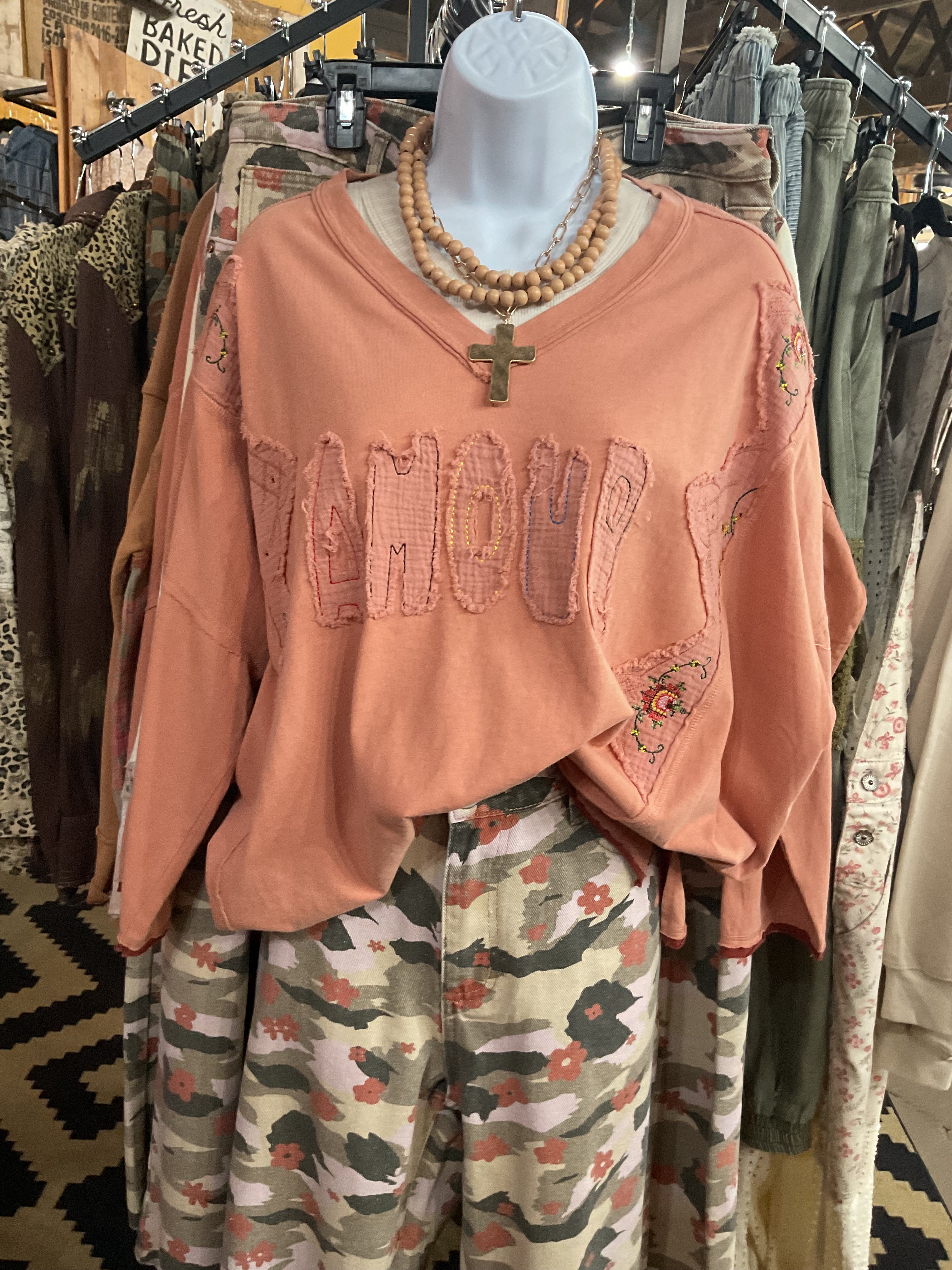 Patchwork Amour Washed Pullover-Pullover Top-Easel-Stuffology - Where Vintage Meets Modern, A Boutique for Real Women in Crosbyton, TX