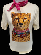 Jeweled Collar Leopard on Natural Crew-Women > Tops > Tshirts > Graphic-Bling-A-GoGo, LLC-Stuffology - Where Vintage Meets Modern, A Boutique for Real Women in Crosbyton, TX