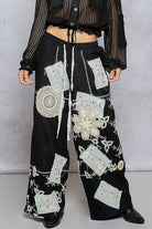 Solid lace patch detail woven pants-Pants-Pol Clothing-Stuffology - Where Vintage Meets Modern, A Boutique for Real Women in Crosbyton, TX