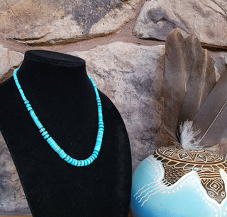 Turquoise Heishi graduated necklace with Seashell Heishi-Horse Spirit Studio-Stuffology - Where Vintage Meets Modern, A Boutique for Real Women in Crosbyton, TX