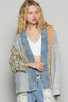 V-neck contrast printed woven cardigan top SALE-Pol Clothing-Stuffology - Where Vintage Meets Modern, A Boutique for Real Women in Crosbyton, TX