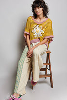 POL Clothing Round Neck Sleeveless Floral Open Crochet Sweater-Sweater Vest-Pol Clothing-Stuffology - Where Vintage Meets Modern, A Boutique for Real Women in Crosbyton, TX