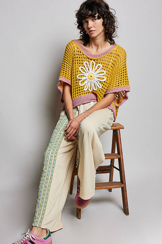 POL Clothing Round Neck Sleeveless Floral Open Crochet Sweater-Tops-Pol Clothing-Stuffology - Where Vintage Meets Modern, A Boutique for Real Women in Crosbyton, TX